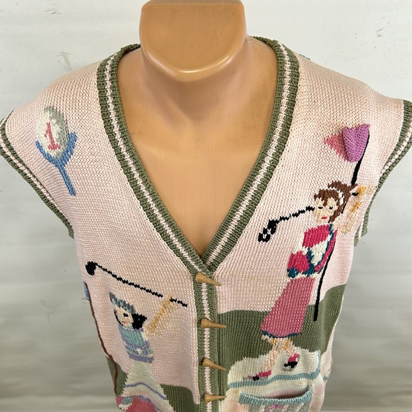 Vintage Berek women's hand knitted golf sweater vest.  M - Picture 3 of 9